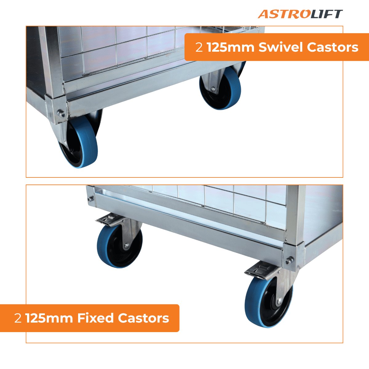 Buy Cage Trolley (Shelved - Long) in Cage Trolley from Astrolift NZ